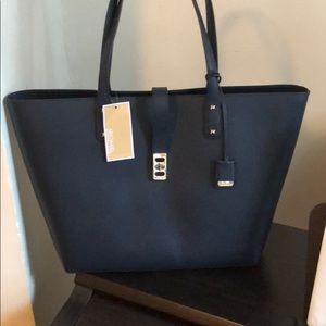 Brand new, large KARSON leather Navy Blue tote.